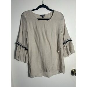 i.n. studio Woman's Blouse Bohemian Hippie Embroidered Beachy Vacation M